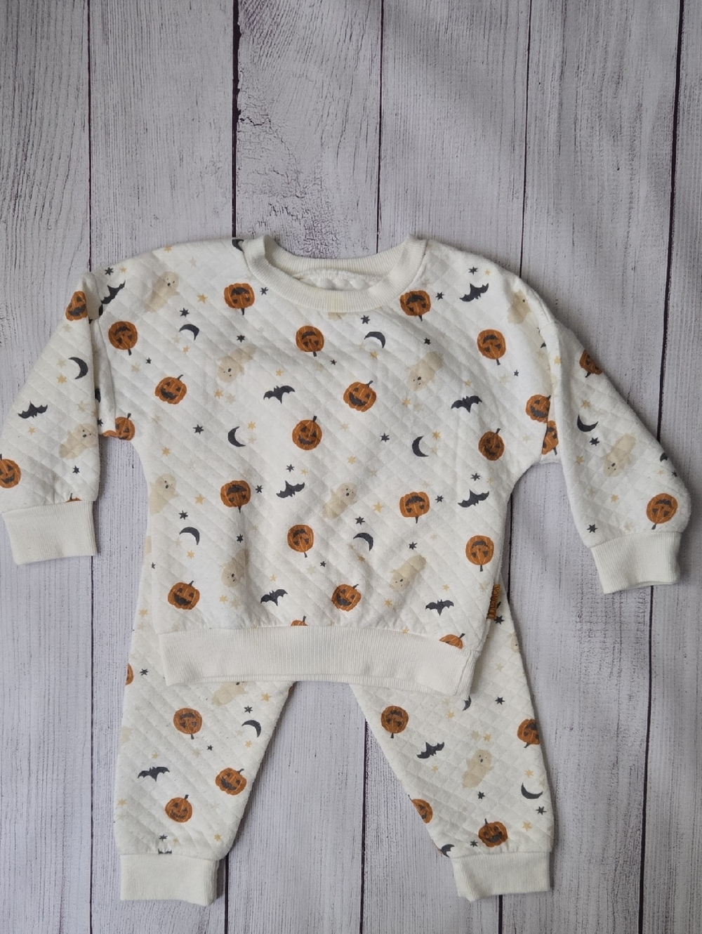 Halloween Pumpkin & Bat Toddler Sweater Set - 2T